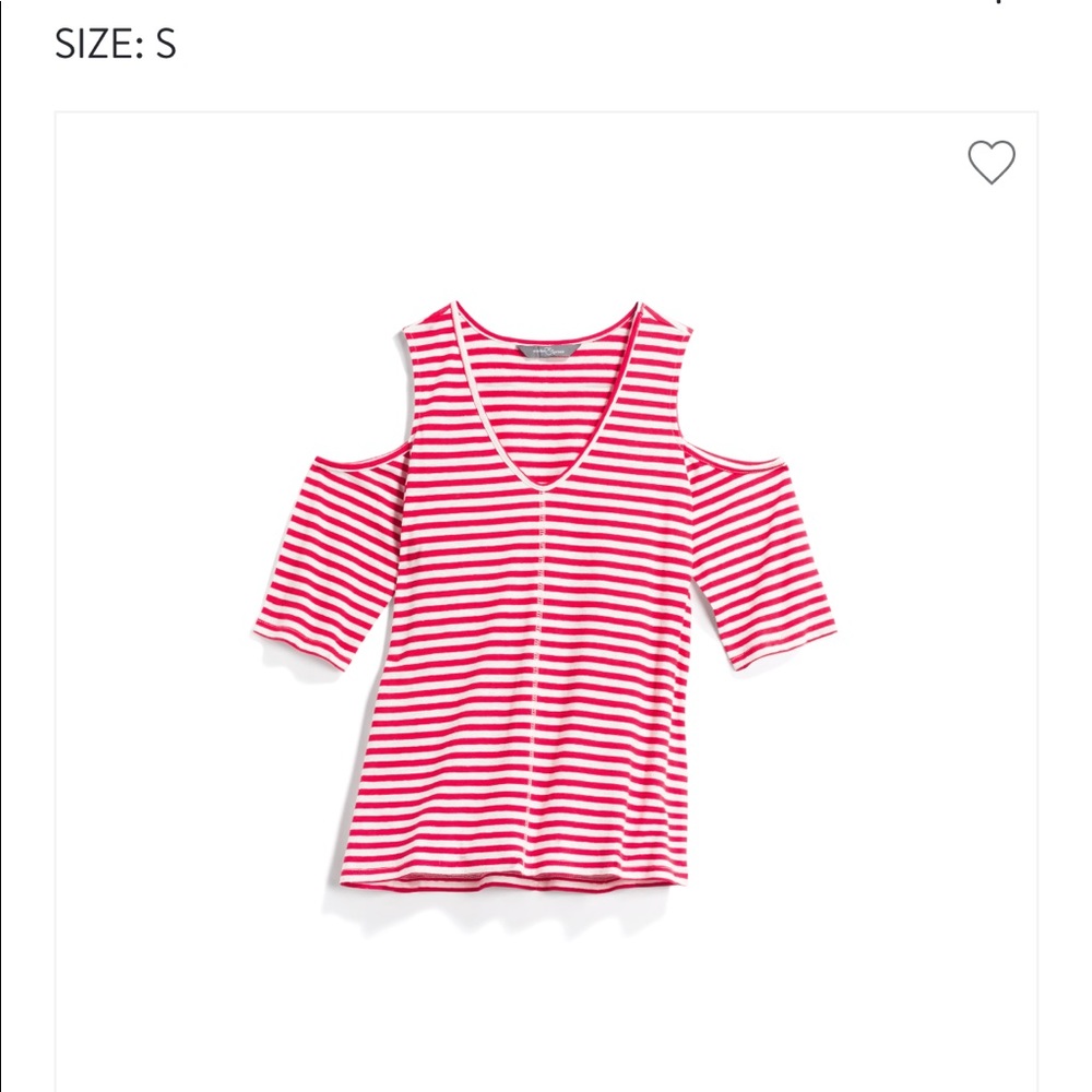 Red and white Odella cold shoulder top